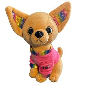 Sugar Kingdom Kawaii Chihuahua Dog Plush Stuffed Animal Toy Rainbow Ears 8"